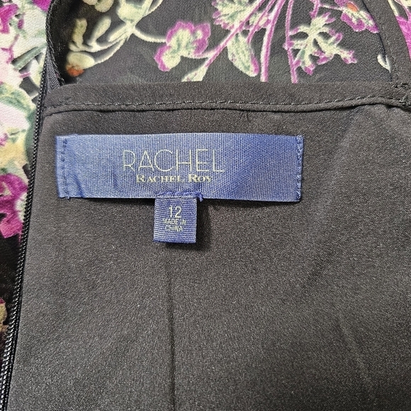 Rachel Roy Black Lora Floral Ruffled Sz 12 Summer Spring Mini Short Dress - Picture 15 of 15